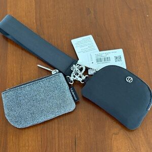 Lululemon Dual  Pouch Black and Gray Wristlet Set